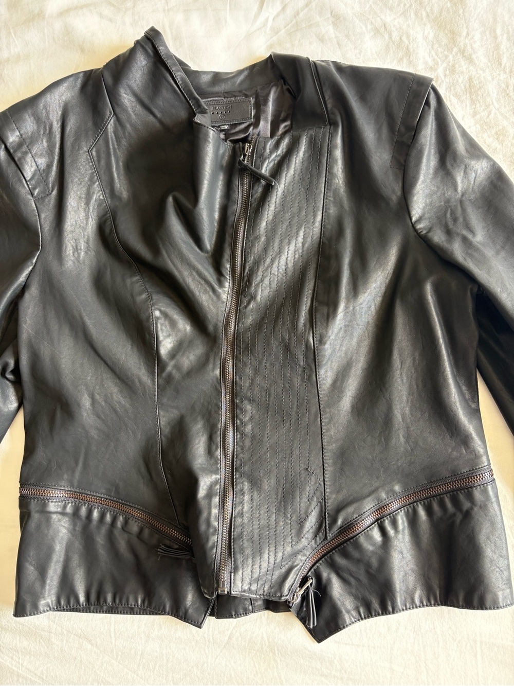 [BLANKNYC] Black Vegan Leather Asymmetrical Moto Jacket - Size XL - Picture 2 of 13